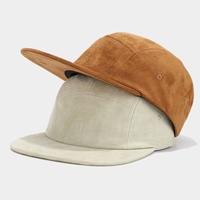 Topi Baseball Retro Warna Solid Bahan Suede Vegan, Pinggiran Datar, Unisex, Trendi, Gaya Hip-Hop, 5 Panel, Snapback
