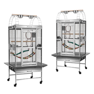 Perruches pour perroquets de luxe, 2 pièces, en métal robuste, Cage pour animaux, perruches pour perroquets, maison d'élevage, avec roulettes - Product Image 1