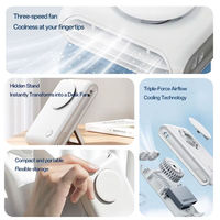 Ventilateur de bureau portable rechargeable par USB, avec cadre pliable dissimulé, modes de fonctionnement faciles à changer, petit ventilateur rechargeable