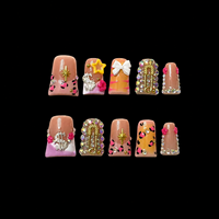 Faux ongles en acrylique 3D faits main en gros, motif canard, à pression large, réutilisables, personnalisables OEM ODM, fourniture directe usine