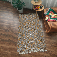 Tapis de sol en polyester tissé à poils ras, imprimé 3D, style nordique, avec pompons, tapis de chevet, moderne et simple, lavable en machine, antidérapant, en PET