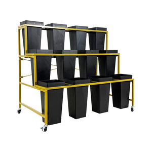 Carrello espositivo per fiori con secchio da 18 pezzi, carrello mobile in metallo per bouquet da