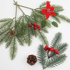 Cây thông nhân tạo chi nhánh cây xanh giáng sinh thân cây thông kim Cây thông giáng sinh phụ chi nhánh với quả mọng đỏ thông Picks - Product Image 2