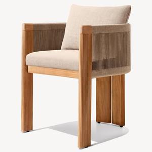 Chaise de jardin en teck avec structure en bois et rembourrage en mousse imperméable pour usage extérieur - Product Image 5