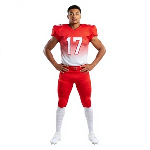 Men's American Football Jersey Set Red White 17 V-Neck Short Sleeve Breathable Moisture Wicking Adjustable Strap Polyester - Product Image 1