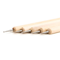 Ensemble d'outils de pointillage pour nail art à double extrémité avec manche en bois de 0,8 mm, comprenant 5 stylos professionnels pour la peinture de graffitis sur les ongles