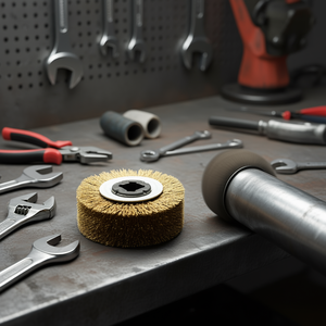 แปรงลวดทรงกระบอก 100x100 มม. ขนแปรงเหล็ก ขนาดแกน 19.1 มม. สำหรับแผ่นขัด - Product Image 3