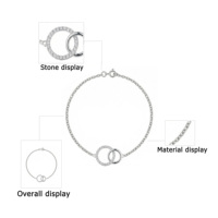 Bracelet à maillons en argent 925 plaqué platine à la mode pour femmes, design luxueux avec zircone cubique, cadeau de fête ou de mariage