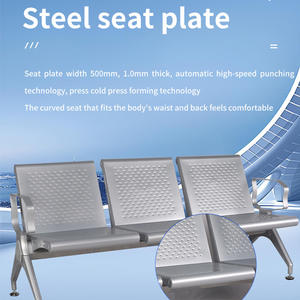 4 posti sedia di attesa in acciaio 3 posti Design industriale stile per aeroporto e ospedale stazione di attesa esterna - Product Image 4