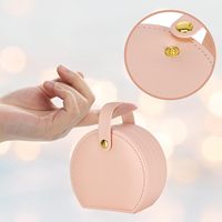 Portable voyage Mini boîte à bijoux petit étui à bijoux poignée supérieure en cuir bijoux anneau organisateurs étui filles femmes