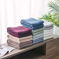 Couverture en fil de coton pur, plaid de sieste en coton, couverture de canapé pour climatisation de bureau, couette serviette multicolore personnalisable