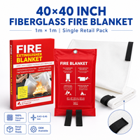 Couverture anti-feu de cuisine en fibre de verre 40x40 pouces, emballage individuel, boîte couleur OEM, couverture d'extinction d'incendie d'urgence