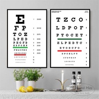 Test de l'oeil moderne Tableau Snellen Art mural Peinture Impression sur soie Toile Poster Home Eye Ruler