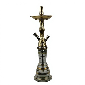 Auténtica Cachimba Egipcia Khalil Mamoon Hecha a Mano en Latón Dorado con Núcleo de Latón (59 cm) - Product Image 1