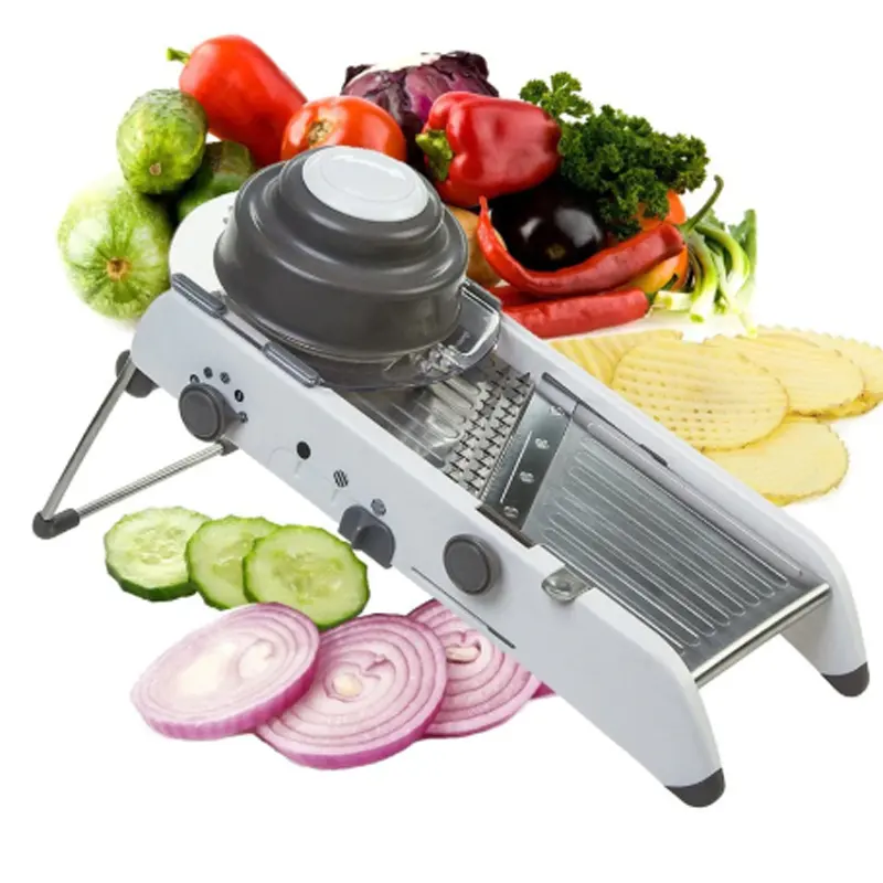 Nuevo artículo ajustable mandolina Slicer profesional Rallador con 304 cuchillas de acero inoxidable cortador de verduras accesorios de cocina