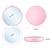 Miroir de Maquillage Pliant Miniature Personnalisé Rose, Grossissement 1X 2X, avec Lumière LED, Portable pour Sac à Main