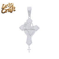 Pendentif de prière style hip-hop, plaqué cuivre, en or véritable, serti de zircon de qualité 5A et entièrement orné de diamants, style hip-hop unisexe.