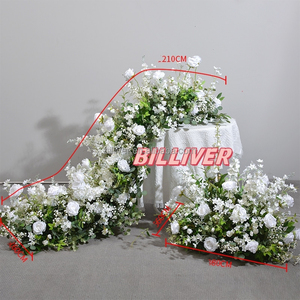 Arrangement de plantes vertes 200*50 <span class=keywords><strong>cm</strong></span> pour mariage longue table conférence support de fleurs en argent centres de table pour table de mariage en métal - Product Image 5