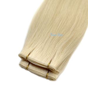 VMAE avrupa ham manikür hizalanmış çift çizilmiş sarışın düz el bağlı düz görünmez Genius atkı insan saçı postiş - Product Image 1