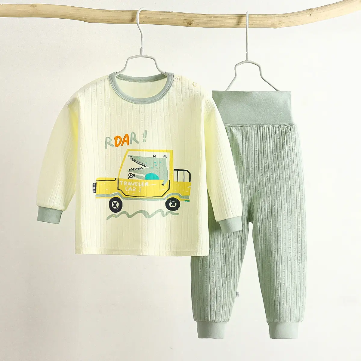 Children's high -waisted underwear suits pure cotton autumn new baby belly belly belly autumn clothes autumn pants set boys