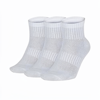Chaussettes de sport athlétiques blanches à compression plantaire, maille respirante, bord côtelé, talon et bout renforcés, pour la course, lot de 3 paires