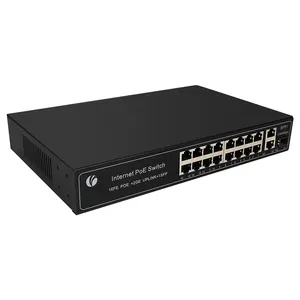 VCOM yönetilmeyen PoE anahtarı 16 port 100Mbps 240W 2 Uplink ile 1 SFP optik AC Power Over Ethernet anahtarı