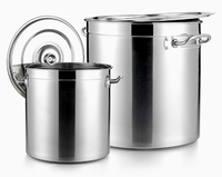 Seau à soupe commercial en acier inoxydable OEM avec double poignée et couvercle, grande capacité, pour stockage d'eau et cuisson