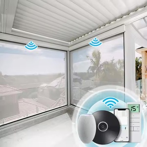 スマート引き込み式スクリーン太陽屋外シェード電動耐火ジップトラックブラインド防風バルコニーパーゴラシェード - Product Image 1