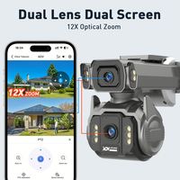 Caméra de sécurité solaire 4G Hieasy 2K 4MP CMOS avec zoom 12x, vision nocturne couleur, suivi humain, alarme, audio bidirectionnel, IP65