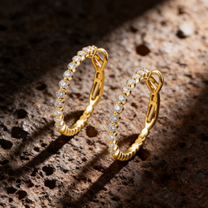 Aretes de Aro con 10 Diamantes Cultivados en Laboratorio de 14K Chapados en Oro, de Lujo para Hombres y Mujeres, Regalo para Bodas y Fiestas, Calidad VS - Product Image 2