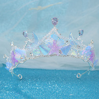 Accessoire de cheveux en quartz transparent électroplaqué, motif écaille de poisson, coquille, étoile de mer, style baroque, couronne de princesse, pour banquet, modèle export