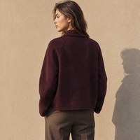 Veste en laine courte à col rabattu pour femme Weisilili, automne-hiver, chaude, à simple boutonnage, double face, 100% laine