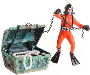 Ornement d'<span class=keywords><strong>aquarium</strong></span> en plastique écologique, coffre au trésor sous-marin créatif, plongeur, diffuseur d'air, aérateur, décorations <span class=keywords><strong>pour</strong></span> <span class=keywords><strong>aquarium</strong></span> - Product Image 4