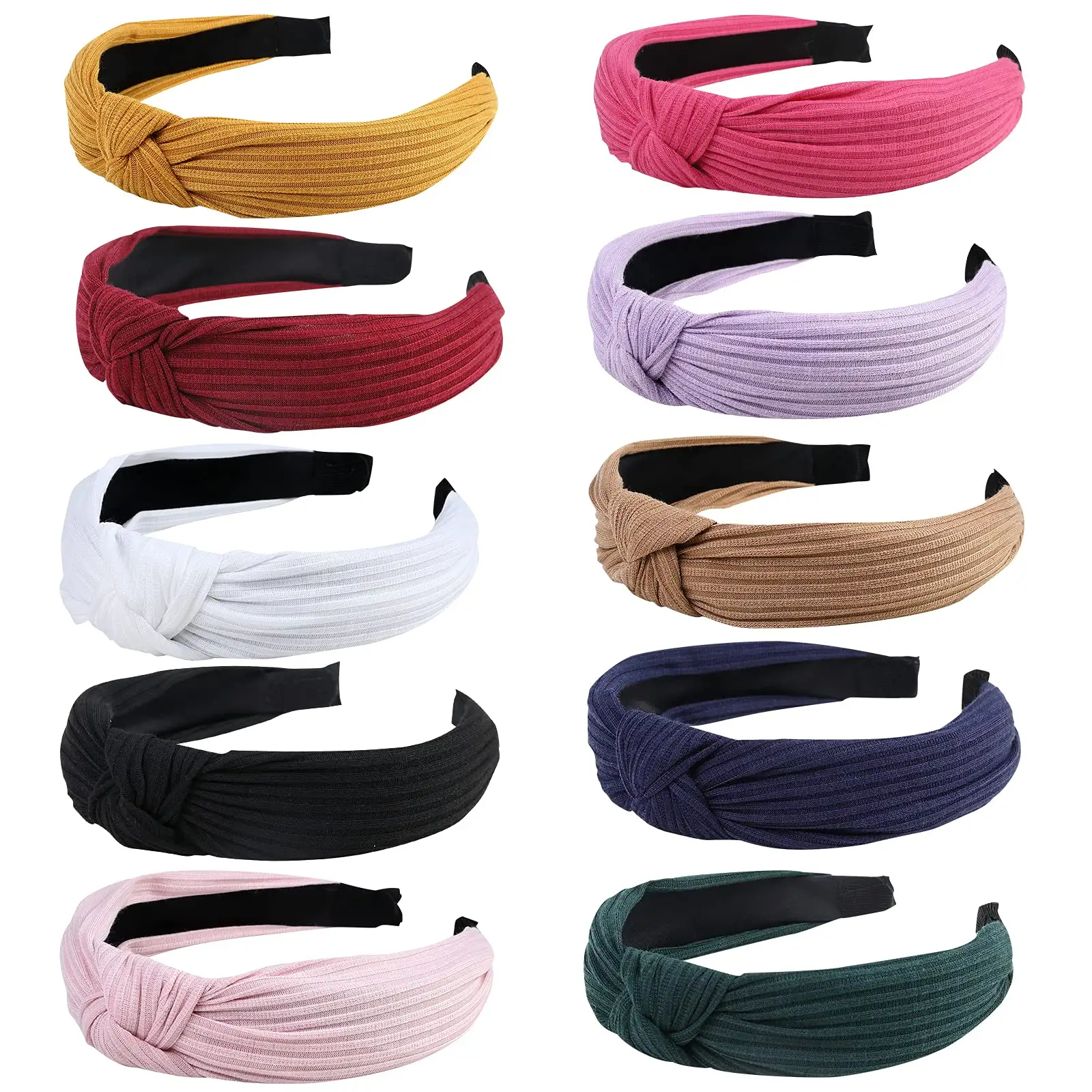 Thắt nút rộng headbands cho phụ nữ cô gái dễ thương thời trang Head bọc trong màu rắn không trượt tóc phụ kiện cho hàng ngày lễ hội Quà Tặng