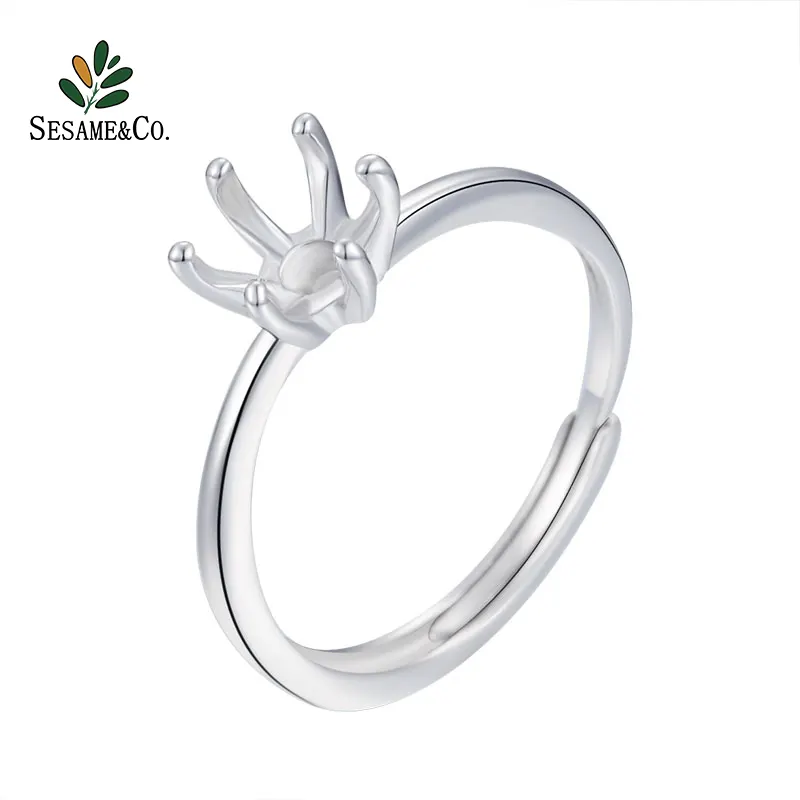 Anel de prata 925, anel de prata avançado, suporte vazio vazio vazio anel de diamante ajustável requintado para mulheres