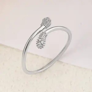 2024 New Fashion Alloy Gold Plating Open Ring Unique Design Brush Head Index Finger Ring
