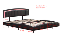 Cadre de lit Queen-size Willsoon en tissu noir avec tête de lit capitonnée éclairée par LED, mobilier de chambre à coucher moderne personnalisable