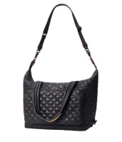 Tas Popok India Bergaya Warna Solid, Portabel untuk Perjalanan, Ukuran Kecil dengan Ritsleting, Logo Pelanggan Dapat Disesuaikan, Tas Jinjing Berlapis Quilted, Warna Hitam Navy