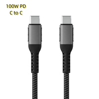 Kabel Data pengisian cepat, kabel Data pengisian cepat, jalinan nilon, 2024 W PD 1m, C ke C untuk ponsel dan komputer, 100