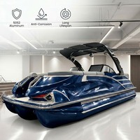 Bateau ponton Kinocean 22 pieds, bateau de sport de luxe en aluminium pour 12 personnes avec sièges inclinables électriques et option moteur hors-bord