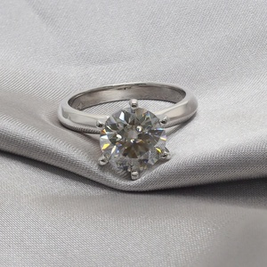 Anello Solitario in <span class=keywords><strong>Argento</strong></span> Sterling 925 con Moissanite Rotonda Grigia da 3 Carati 9mm, Certificato GRA, per Fidanzamento e Uso Quotidiano - Product Image 1