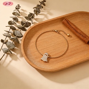 Bracelet coulissant Hengdian en plaqué or 18 carats avec triple zircon fantôme pour femme, idéal pour Halloween - Product Image 1