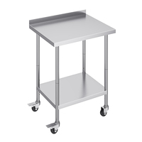 Table de travail en acier inoxydable certifiée NSF, résistante à la corrosion, avec dosseret, robuste, mobile, avec roulettes, pour cuisine commerciale