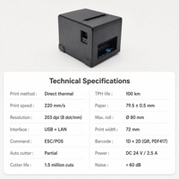 Imprimante thermique de reçus USB LAN 80 mm avec coupe-papier automatique pour supermarchés, hôtels, restaurants