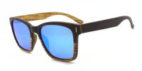 Lunettes de soleil en bois personnalisées avec logo, verres polarisés miroir bleu glace de luxe, usinées CNC