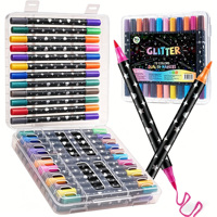 Ensemble de marqueurs d'art en plastique non effaçables avec des paillettes en forme d'étoile |   Stylo double pointe 60 couleurs, double face pour le coloriage et la peinture, coloriage pour adultes