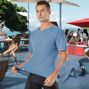 T-shirt personnalisé à séchage rapide, motif uni, décontracté, pour homme, col rond, pour la course, la gym et les activités de plein air - Product Image 3