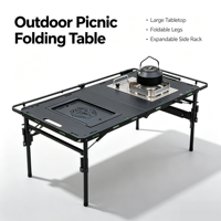 Table pliante hydraulique rectangulaire multifonctionnelle - Mobilier d'extérieur moderne en métal portable pour le camping et les pique-niques