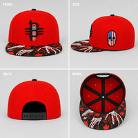 Casquette Snapback Rouge à Visière Plate Six Panneaux Broderie 3D Logo Personnalisé Réglable Streetwear Hip Hop Mode OEM Vente en Gros Faible MOQ