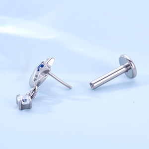 TOPOSH Celestial orecchini pendenti argento Design luna e stella con goccia di zircone per la cartilagine elica e Conch Piercing - Product Image 4